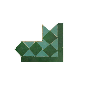 Mosaic House Moroccan tile Dfira DRH 1-12 Custom Inner Corner White Light Green  zellige, mosaic, zellij, border, glaze, simple, traditonal 